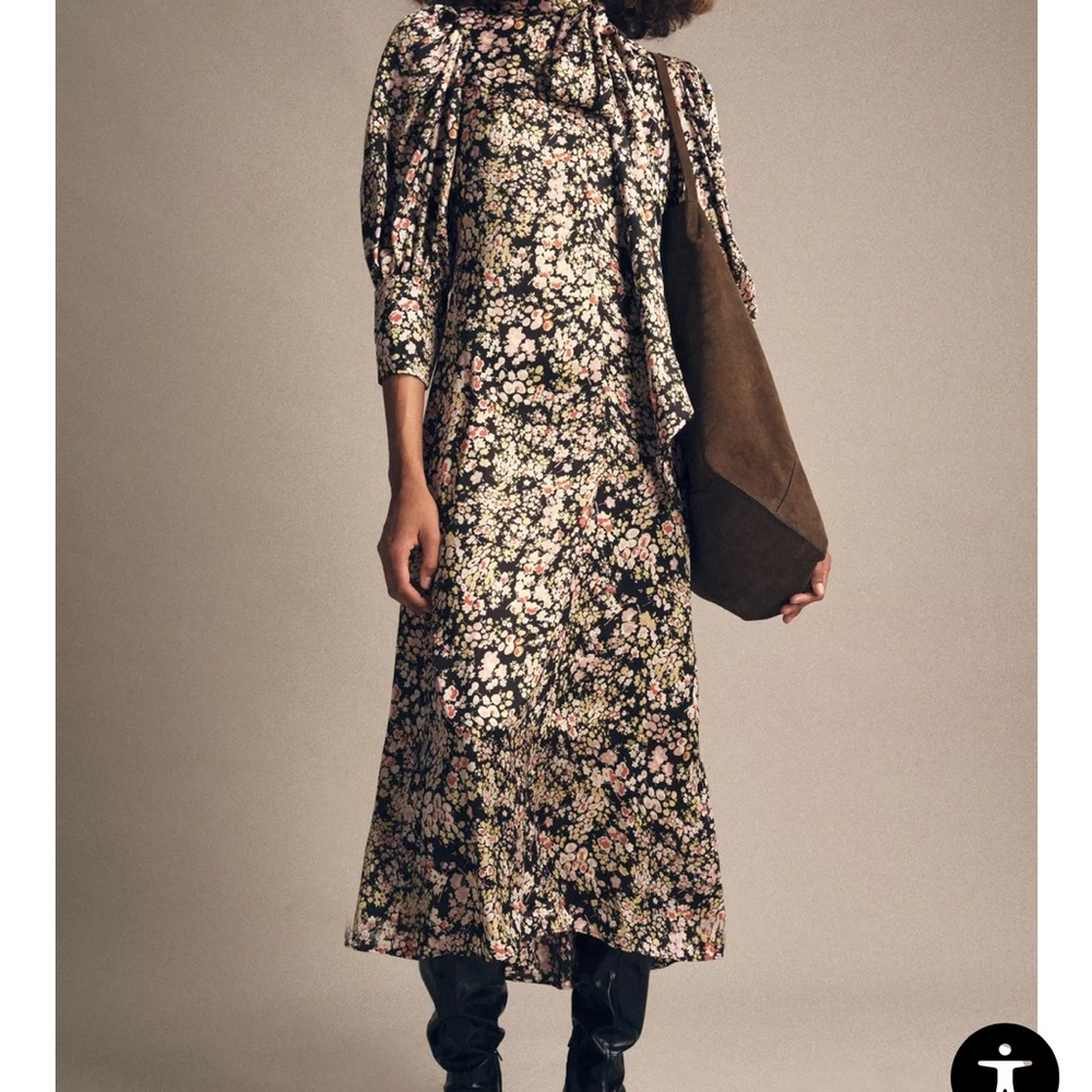 Zara Floral Maxi Dress - Black and Pink